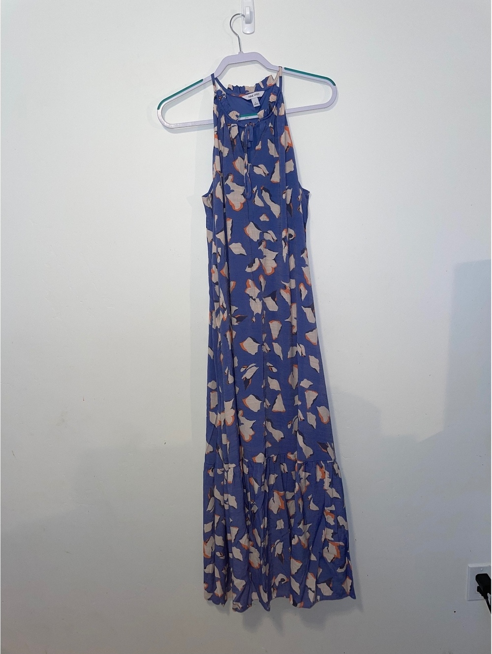 Nine West Blue Rayon-Polyester Floral Maxi Dress Large Boho-Chic, Dopamine dress